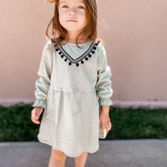 Olive Linen Sun Dress - Picture 3 of 4